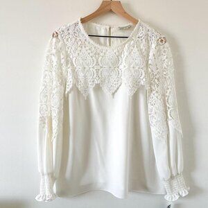 NWT Tahari Arthur S. Levine Off-White Lace Blouse